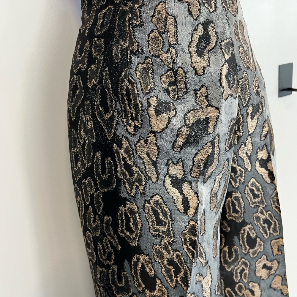 Vince Camuto Black and Gold Leopard Straight Leg Pants